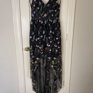 Adrianna Papell High low embroidery flowered beaded party dress